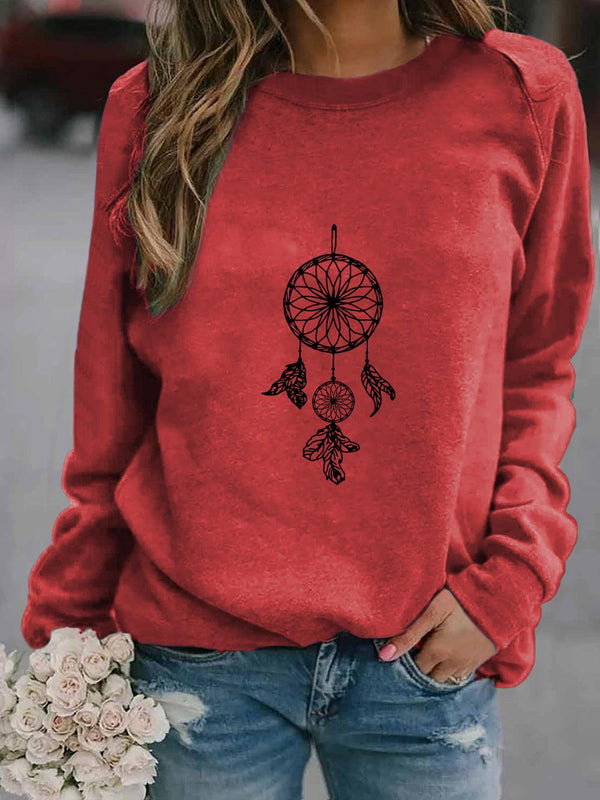 Women's Ethnic Print Oversized Sweatshirt - Amazitshop