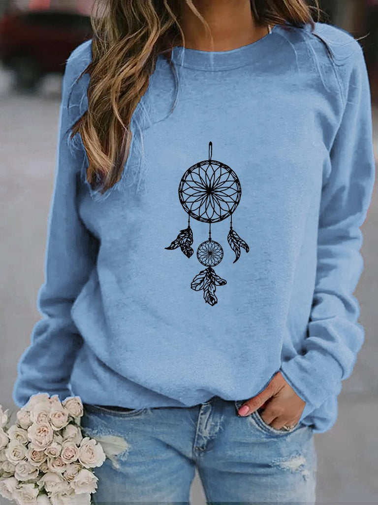 Women's Ethnic Print Oversized Sweatshirt - Amazitshop