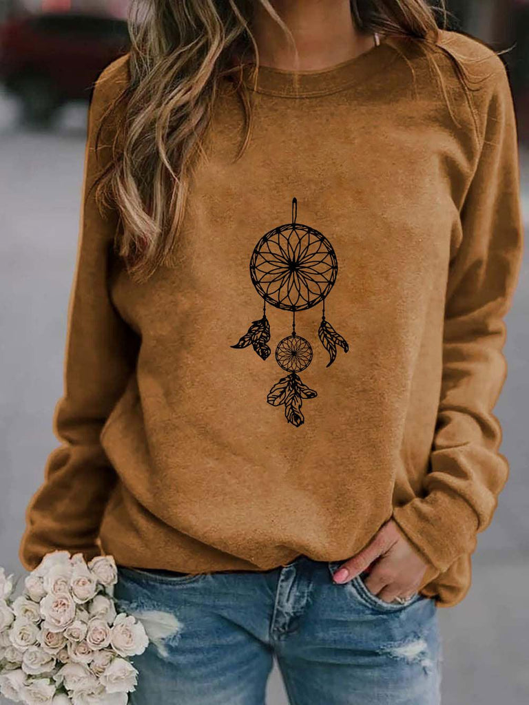 Women's Ethnic Print Oversized Sweatshirt - Amazitshop