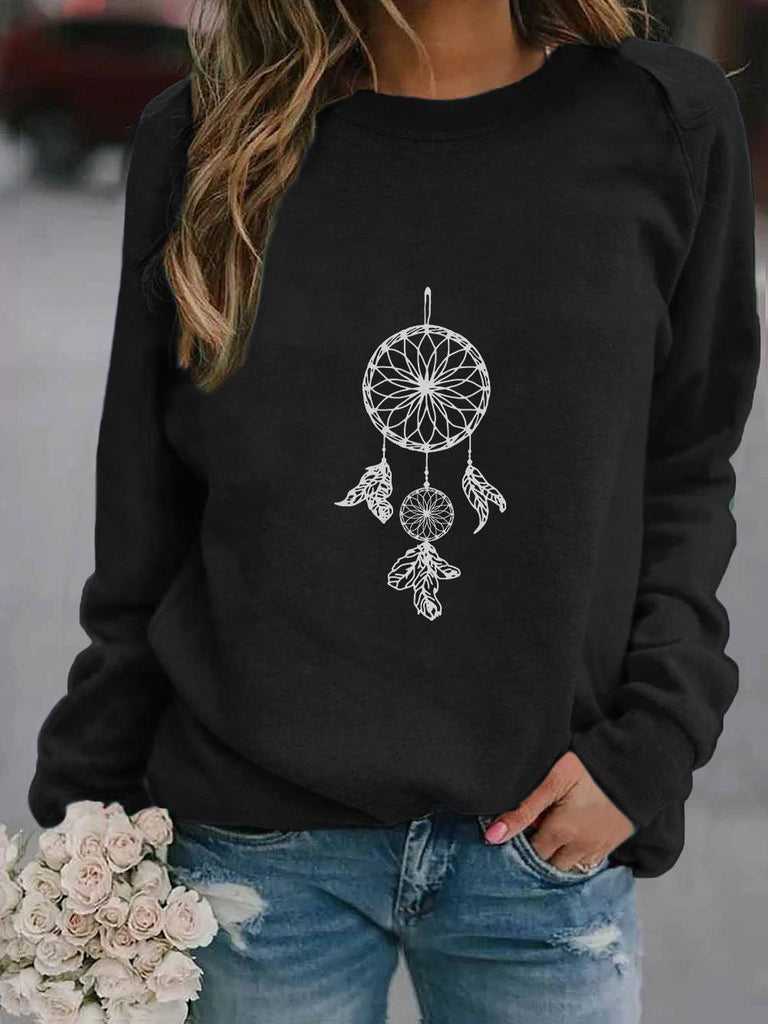 Women's Ethnic Print Oversized Sweatshirt - Amazitshop