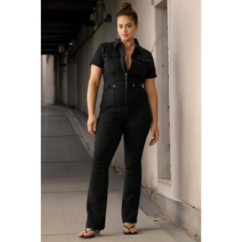 Women's Fashion Casual Denim Slim Fit Bodysuit - Amazitshop