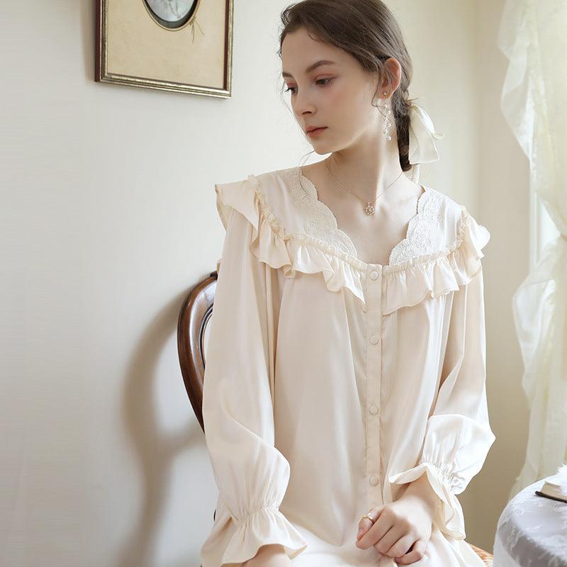 Women's Fashion Casual Loose Embroidered Ruffle Knee - length Loungewear - Amazitshop