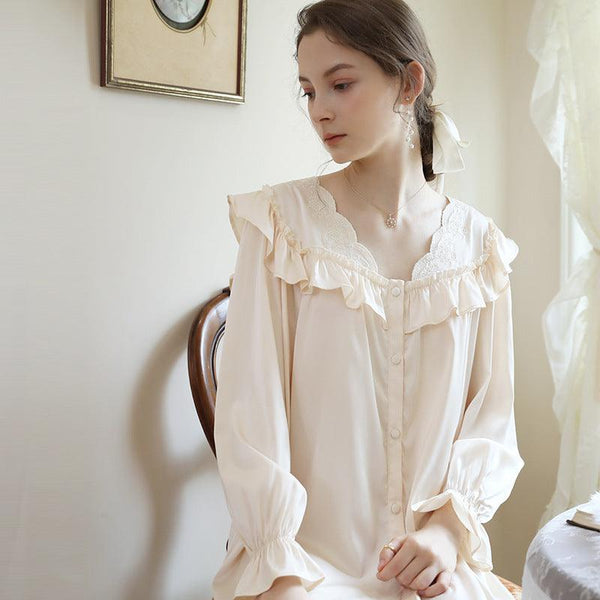 Women's Fashion Casual Loose Embroidered Ruffle Knee - length Loungewear - Amazitshop