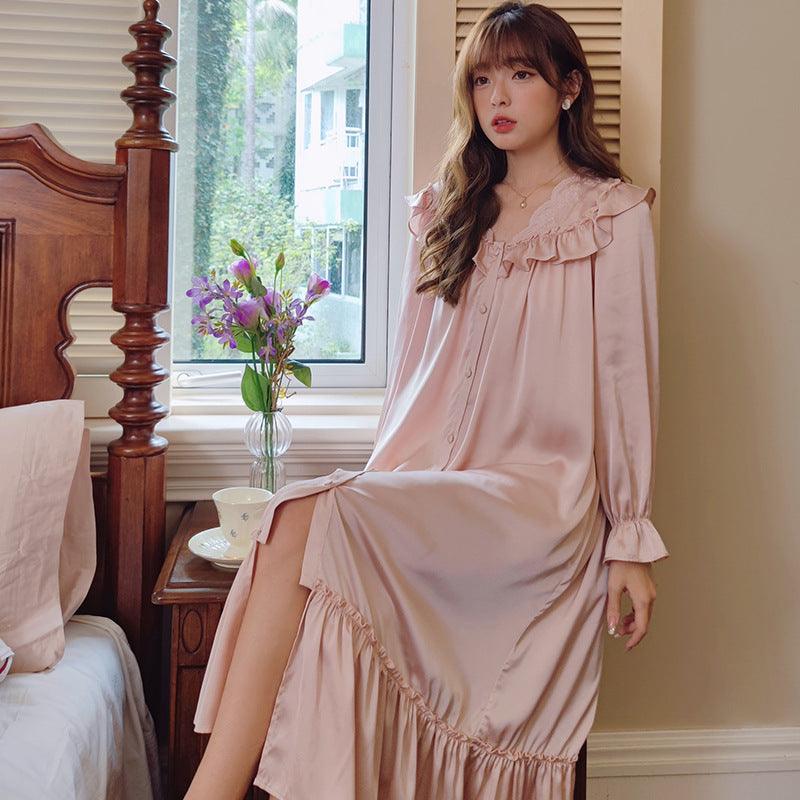 Women's Fashion Casual Loose Embroidered Ruffle Knee - length Loungewear - Amazitshop