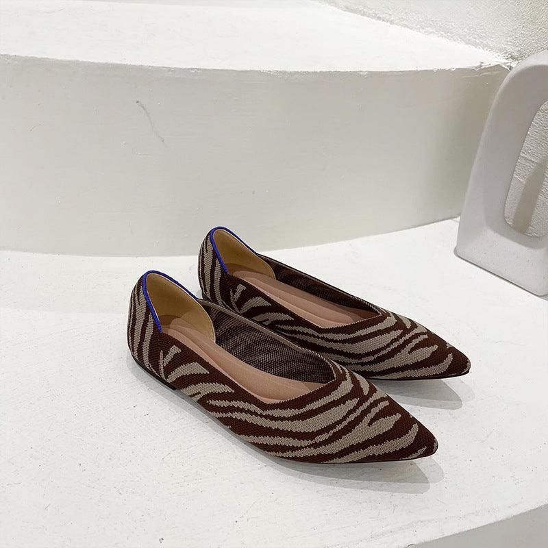 Women's Fashion Shallow Mouth Braided Shoes Pointed Flat Bottom Pumps - Amazitshop