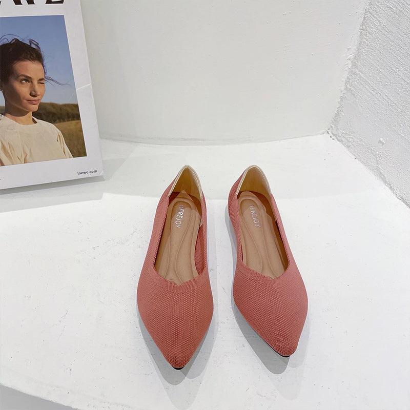 Women's Fashion Shallow Mouth Braided Shoes Pointed Flat Bottom Pumps - Amazitshop