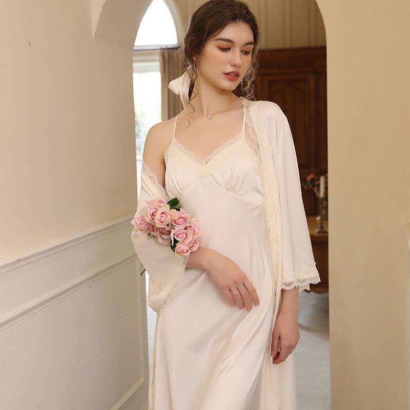 Women's Fashion Simple Halter Lace Loungewear Set - Amazitshop