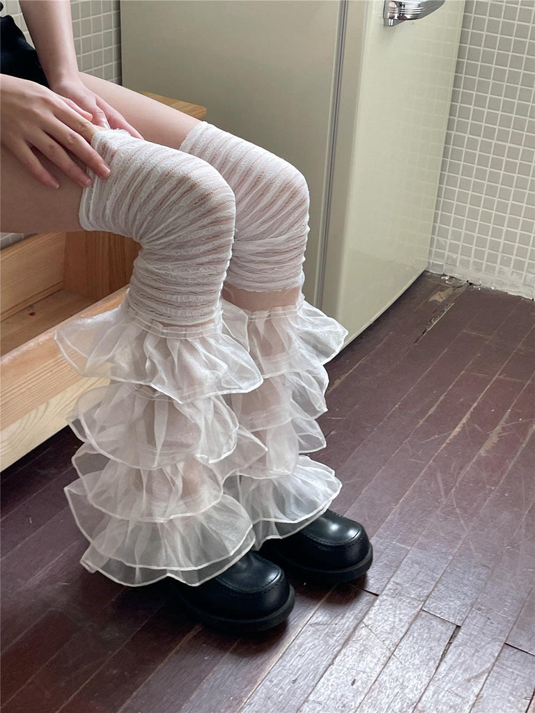 Women's Fashion Simple Lace Stitching Leg Warmer Bunching Socks - Amazitshop