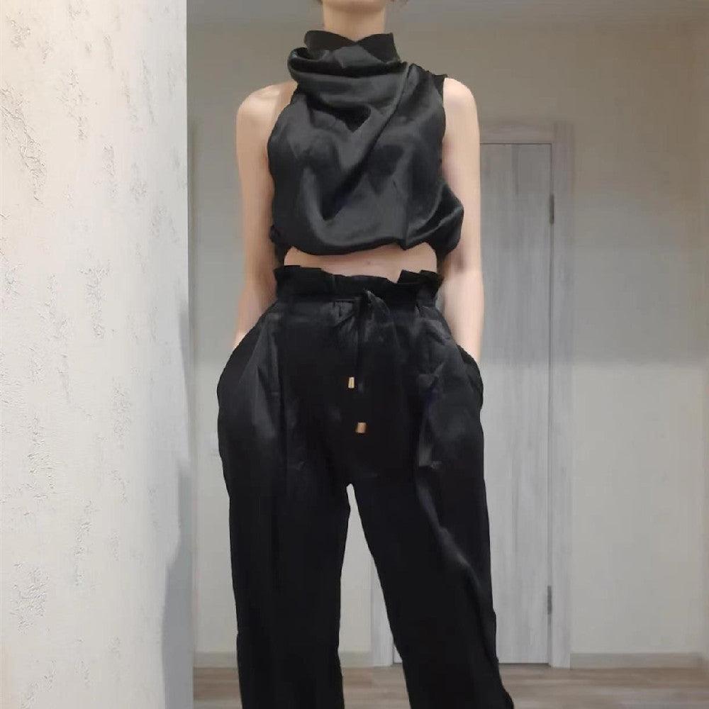 Women's Fashion Tops Wide - leg Pants Suit - Amazitshop