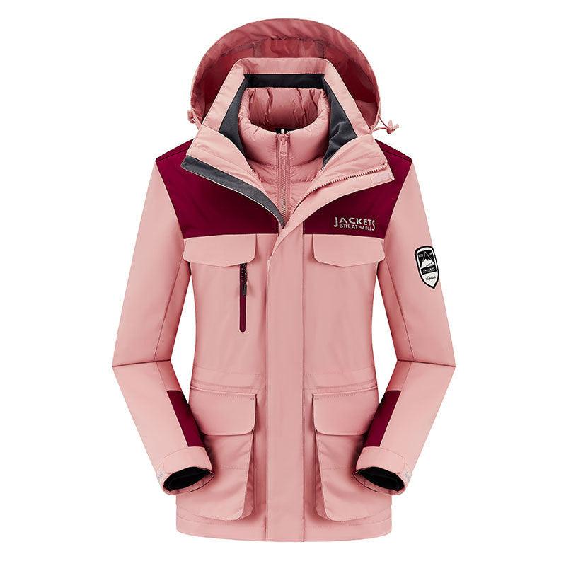 Women's Fashion Winter Down Jacket Liner Outdoor Three - in - one Shell Jacket - Amazitshop