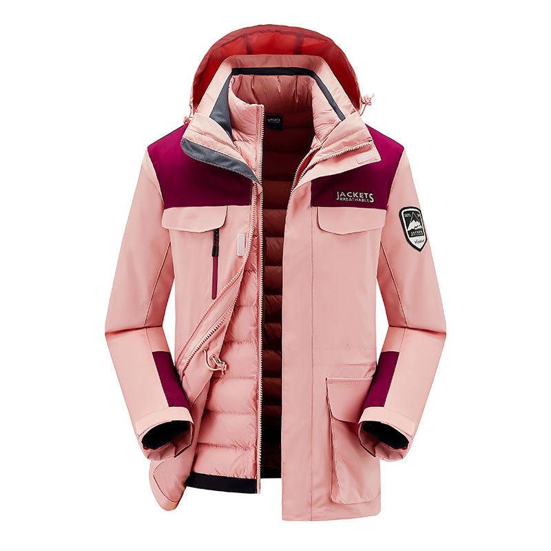 Women's Fashion Winter Down Jacket Liner Outdoor Three - in - one Shell Jacket - Amazitshop