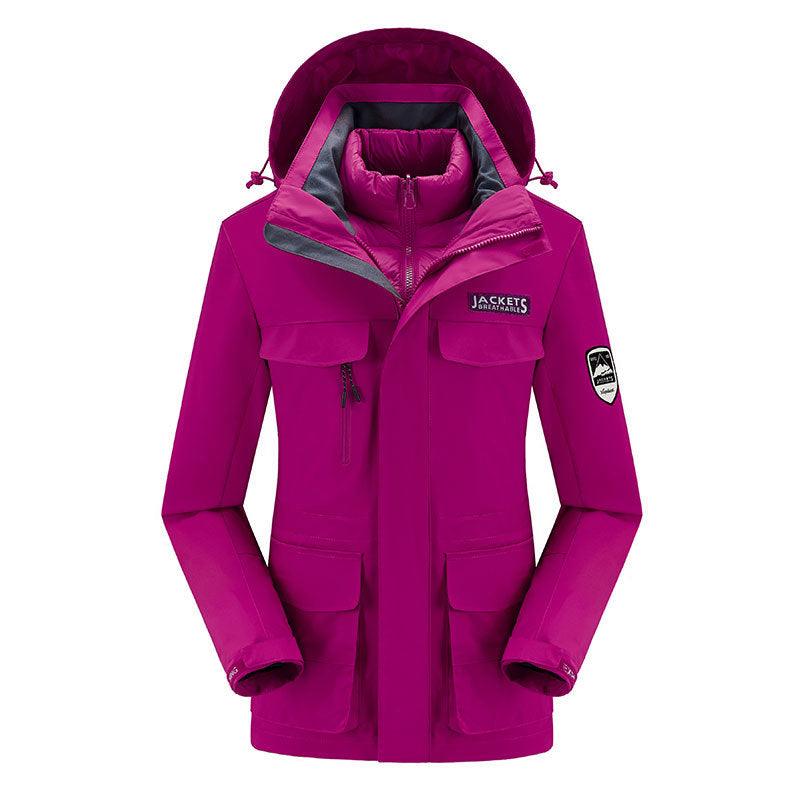 Women's Fashion Winter Down Jacket Liner Outdoor Three - in - one Shell Jacket - Amazitshop