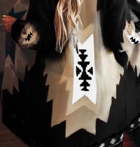 Women's Fashion Winter Vintage Tribal Knitted Cardigan Sweater Coat Blouse Top Women Solid Elastic Long Sleeve Knitted Cardigans - Amazitshop