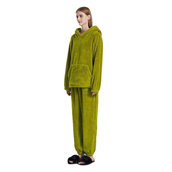 Women's Fashionable Simple Flannel Pajamas Set - Amazitshop