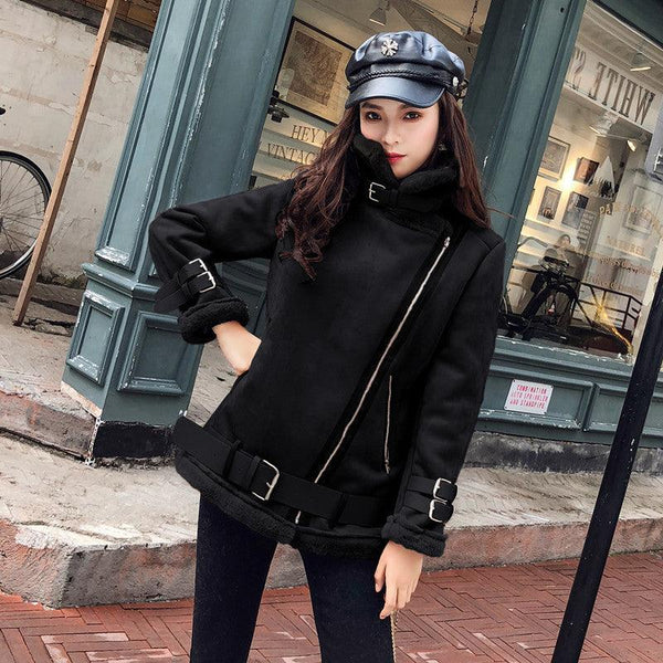 Women's fur plus velvet thick deerskin velvet coat - Amazitshop