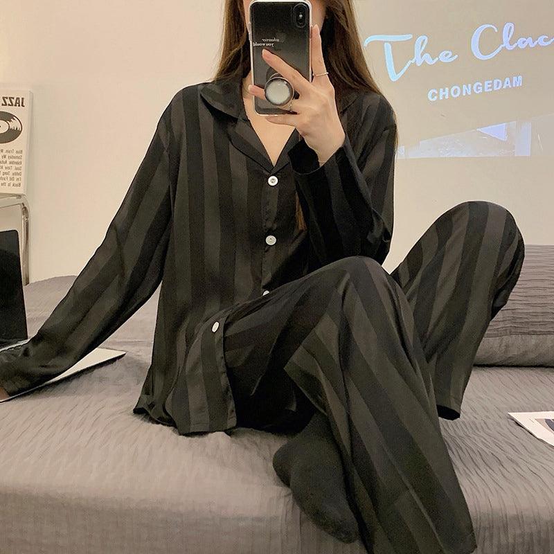 Women's Ice Silk Long Sleeve Home Pajama Set - Amazitshop