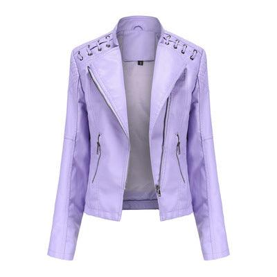 Women's Leather Jackets Women's Short Jackets Slim Thin Leather Jackets Ladies Motorcycle Suits - Amazitshop