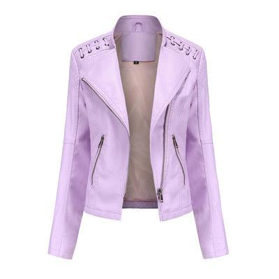 Women's Leather Jackets Women's Short Jackets Slim Thin Leather Jackets Ladies Motorcycle Suits - Amazitshop