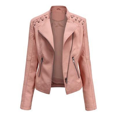 Women's Leather Jackets Women's Short Jackets Slim Thin Leather Jackets Ladies Motorcycle Suits - Amazitshop