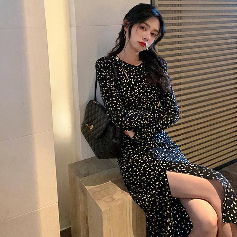 Women's Long Sleeve Split Dress - Amazitshop