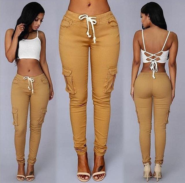 Women's multi - bag casual pants - Amazitshop
