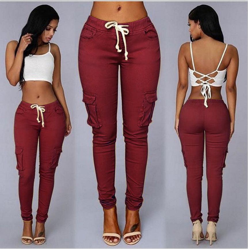 Women's multi - bag casual pants - Amazitshop