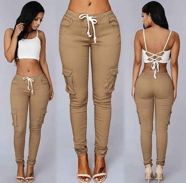 Women's multi - bag casual pants - Amazitshop