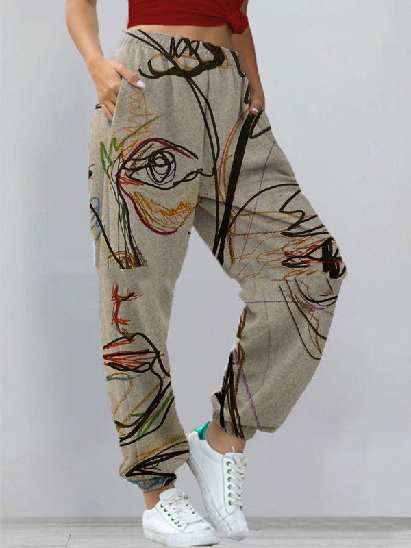 Women's New Casual Sports All - Match Printed Sweater Pants And Trousers - Amazitshop