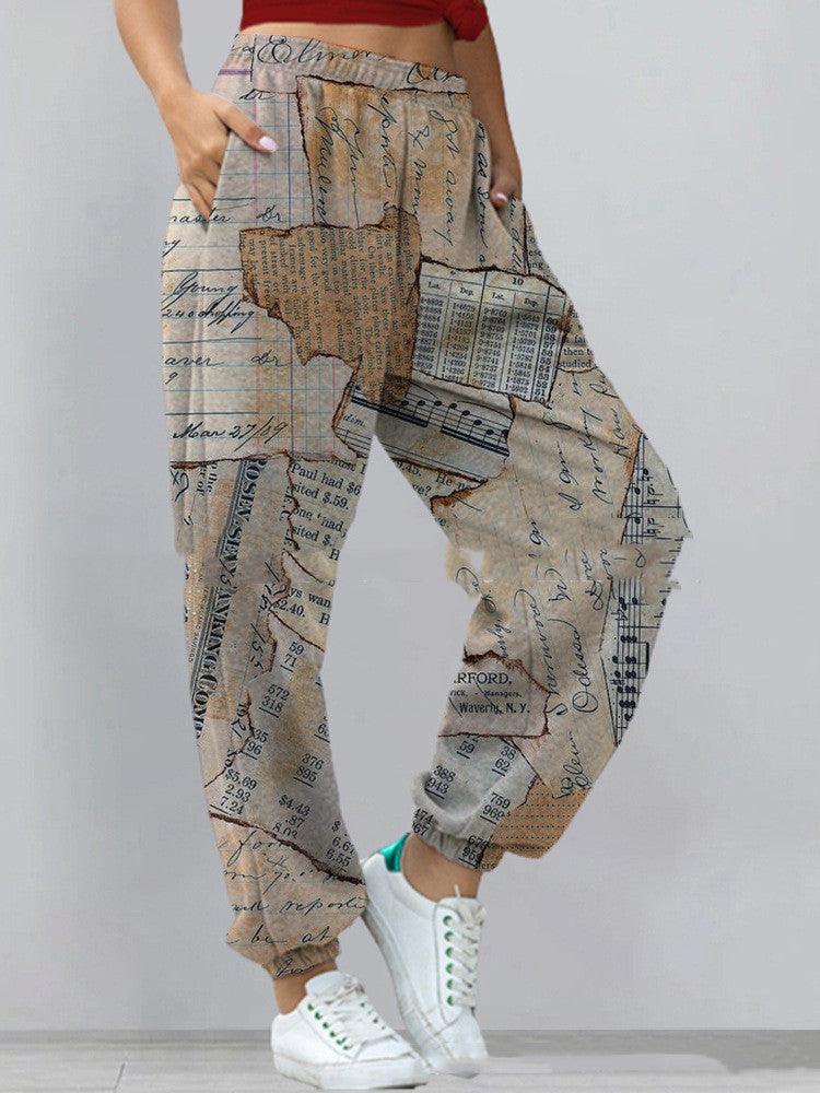 Women's New Casual Sports All - Match Printed Sweater Pants And Trousers - Amazitshop