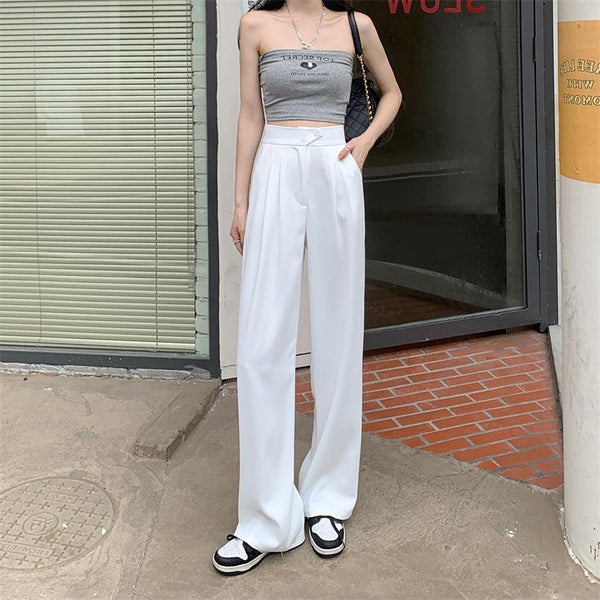 Women's New High Waist Loose Drape Suit Wide Leg Pants - Amazitshop