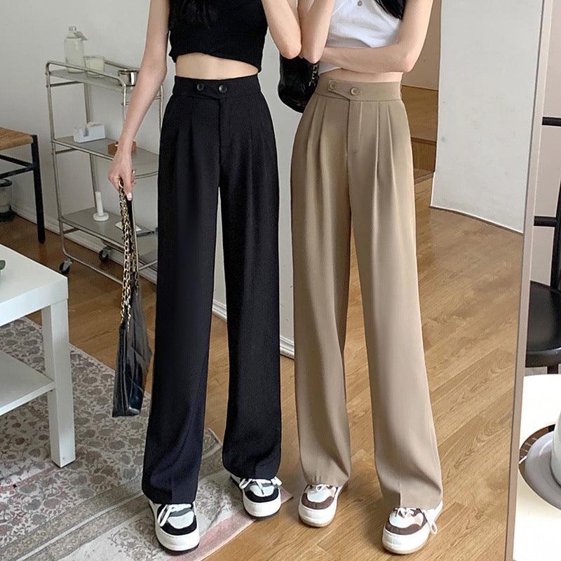 Women's New High Waist Loose Drape Suit Wide Leg Pants - Amazitshop
