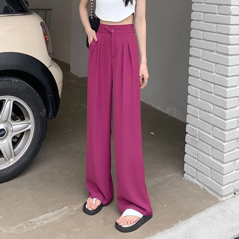 Women's New High Waist Loose Drape Suit Wide Leg Pants - Amazitshop