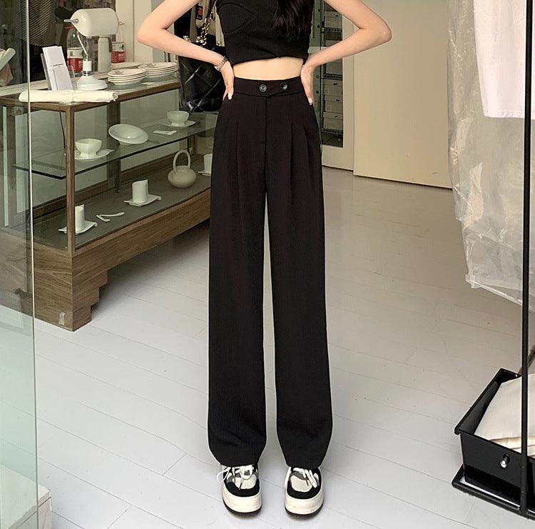 Women's New High Waist Loose Drape Suit Wide Leg Pants - Amazitshop