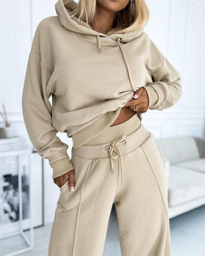 Women's Patchwork Popular Hooded Sweater Two - piece Set - Amazitshop