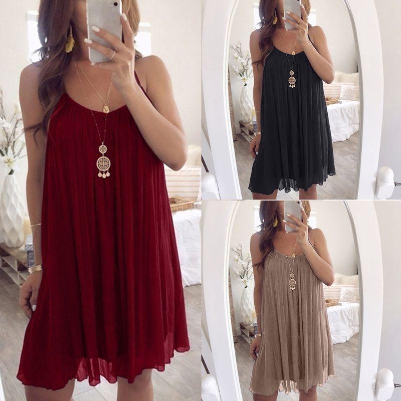 Womens Plus Size Chiffon Vest Mini Dress - Amazitshop