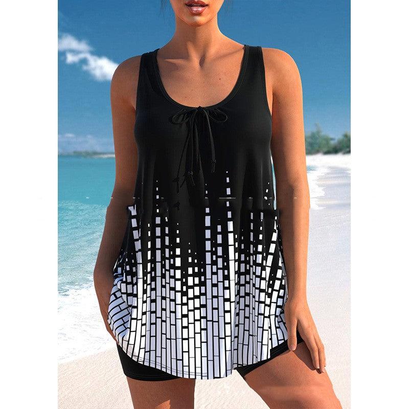 Women's Plus Size Skirt Bikini Printed Swimsuit - Amazitshop