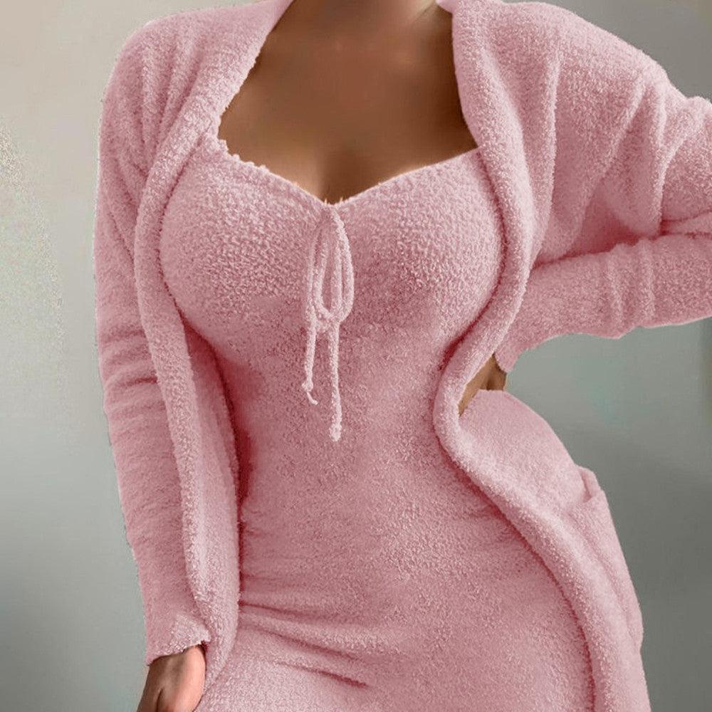 Women's Plush Loungewear Casual 2 - Piece Set - Amazitshop