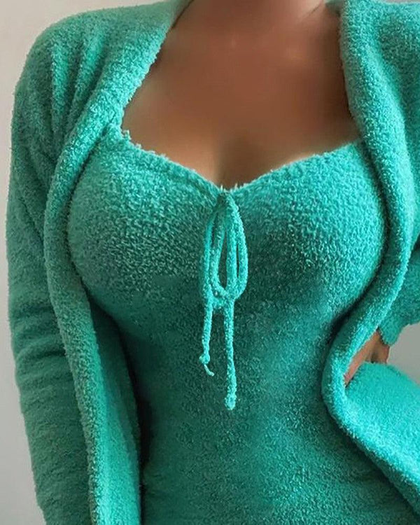 Women's Plush Loungewear Casual 2 - Piece Set - Amazitshop