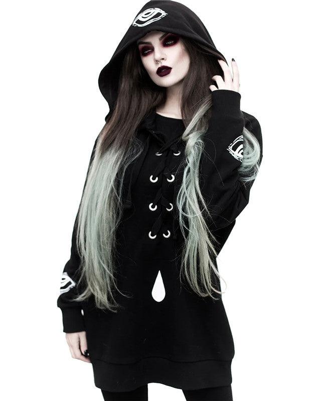 Women's Punk Print Long Sleeve Loose Sweatshirt - Amazitshop