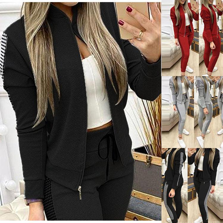 Women's Set Tracksuit Long Sleeve Sportswear ZIp Sweatshirt Pants Suit Two Piece Set Outfits - Amazitshop