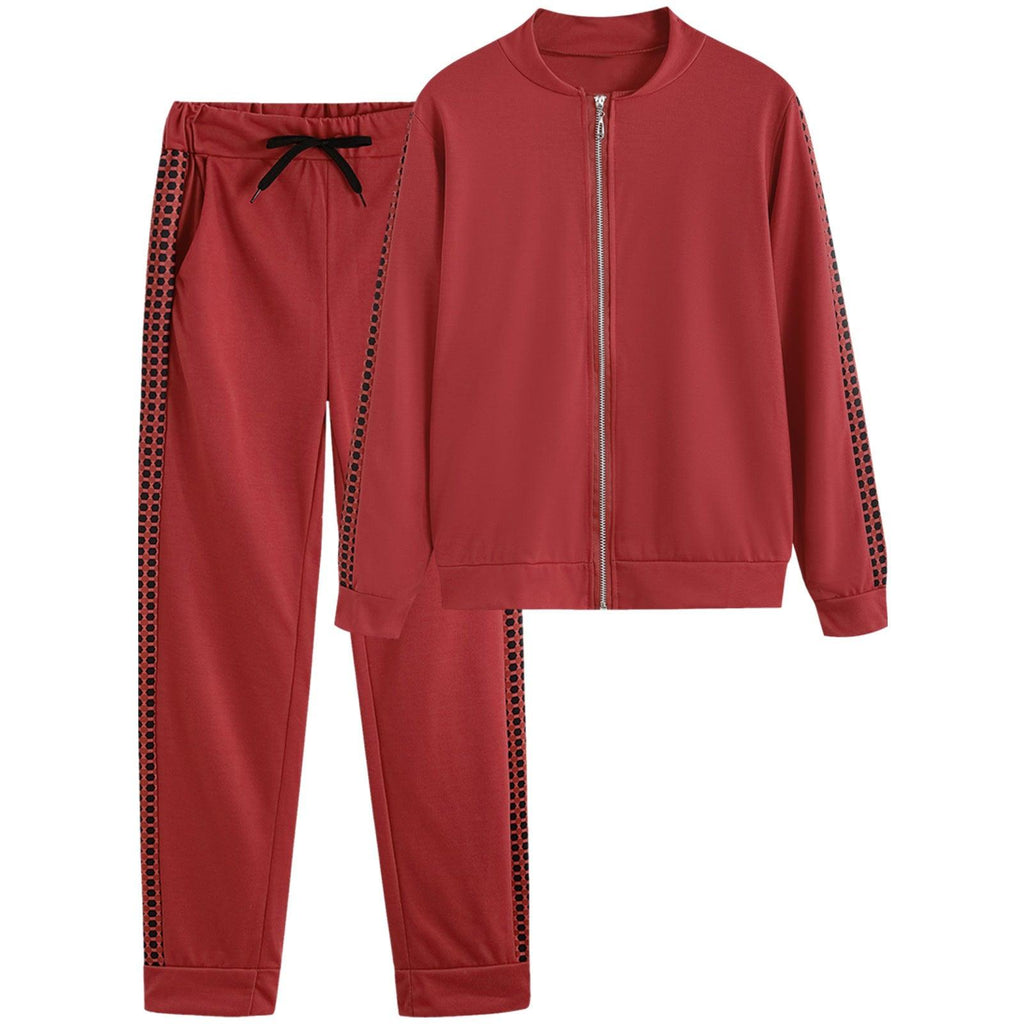 Women's Set Tracksuit Long Sleeve Sportswear ZIp Sweatshirt Pants Suit Two Piece Set Outfits - Amazitshop