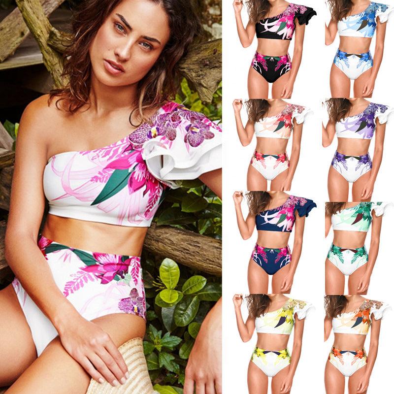 Women's Sexy Two - piece Swimwear Floral Print Swimsuit Bikini Swimming Beachwear Bikinis - Amazitshop