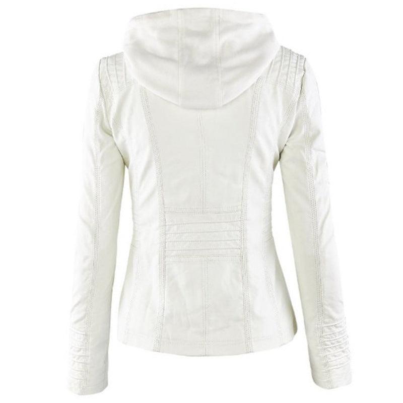Women's Short Leather Pu Leather Jacket - Amazitshop