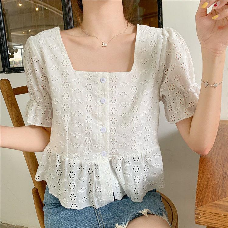 Women's shoulder chiffon shirt top - Amazitshop