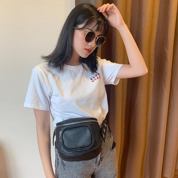 Women's Simple Leather Half Round Saddle Bag - Amazitshop