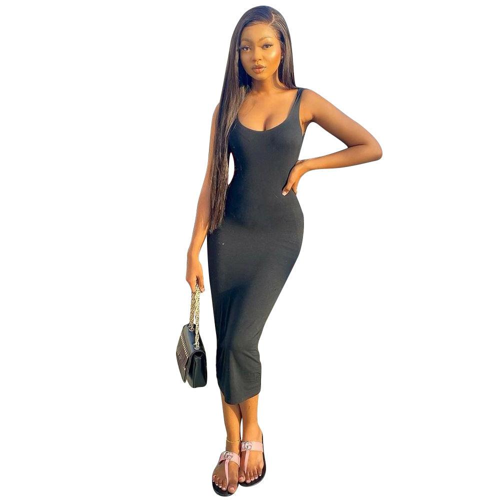 Women's Sleeveless Dress One - step Skirt - Amazitshop