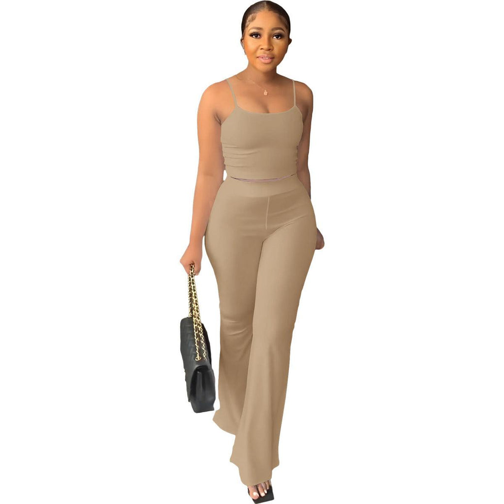 Women's Solid Color Sling Bell - bottom Pants Simple Fashion Suit - Amazitshop