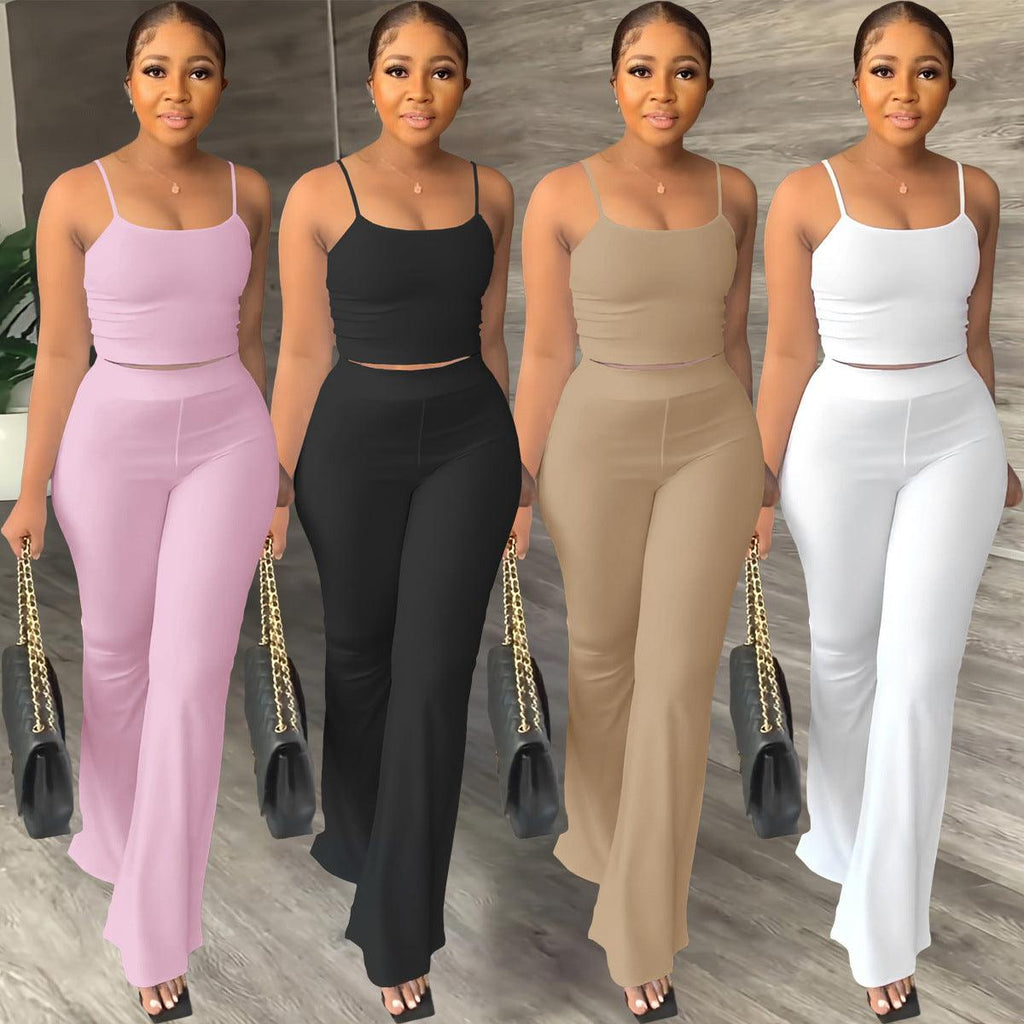 Women's Solid Color Sling Bell - bottom Pants Simple Fashion Suit - Amazitshop