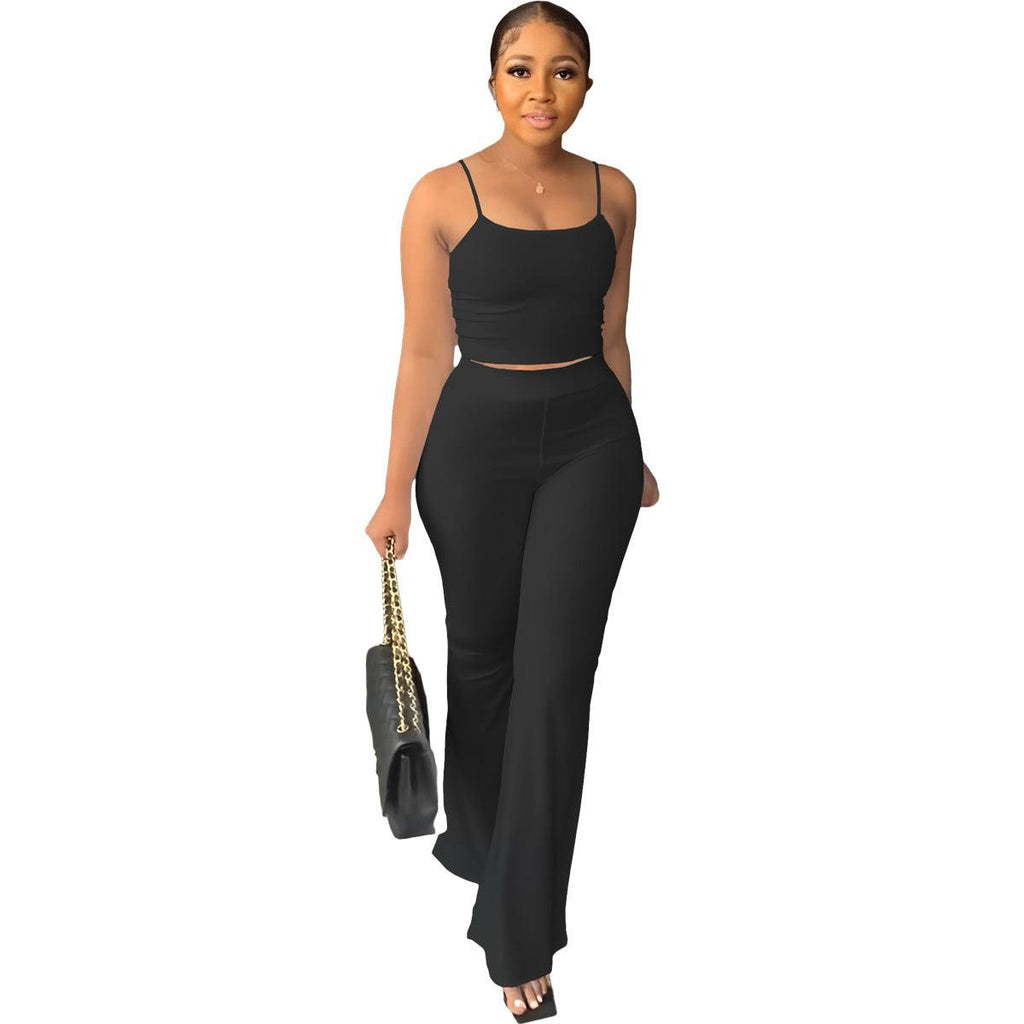 Women's Solid Color Sling Bell - bottom Pants Simple Fashion Suit - Amazitshop