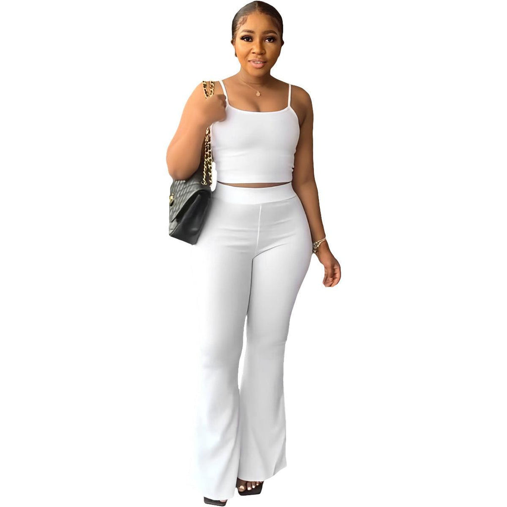 Women's Solid Color Sling Bell - bottom Pants Simple Fashion Suit - Amazitshop